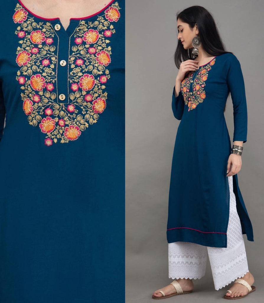 New Kurti With Palazzo Set With Dupatta Bollywood Designer Embroidered Work  Party Wear Parties Heavy Look Kurta Sets Reyon Plazo Pure Cotton
